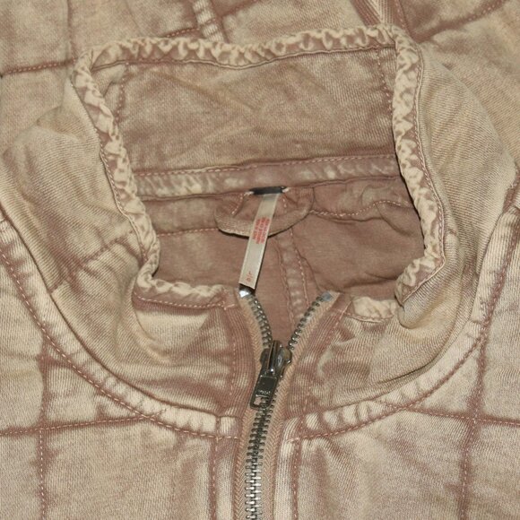 Free People Dolman Quilted Knit Jacket Oversized Champagne Diamonds - Picture 10 of 13